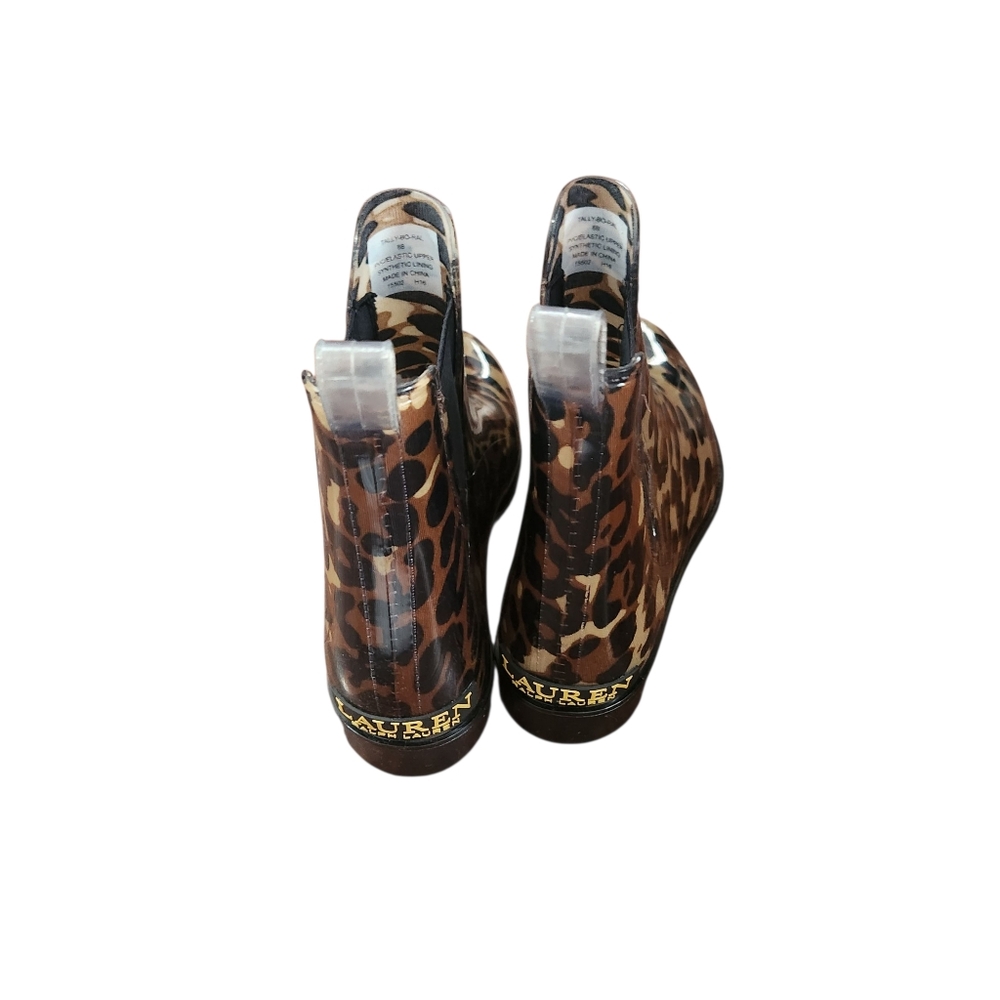 Lauren Ralph Lauren Women Boots Leopard Size 8 Tally Ankle Rain Boots New - Picture 4 of 8